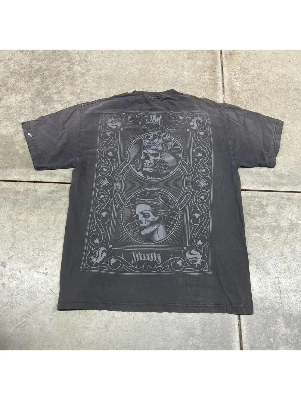 vintage untouchable playing card skull ace of spades faded black shirt large